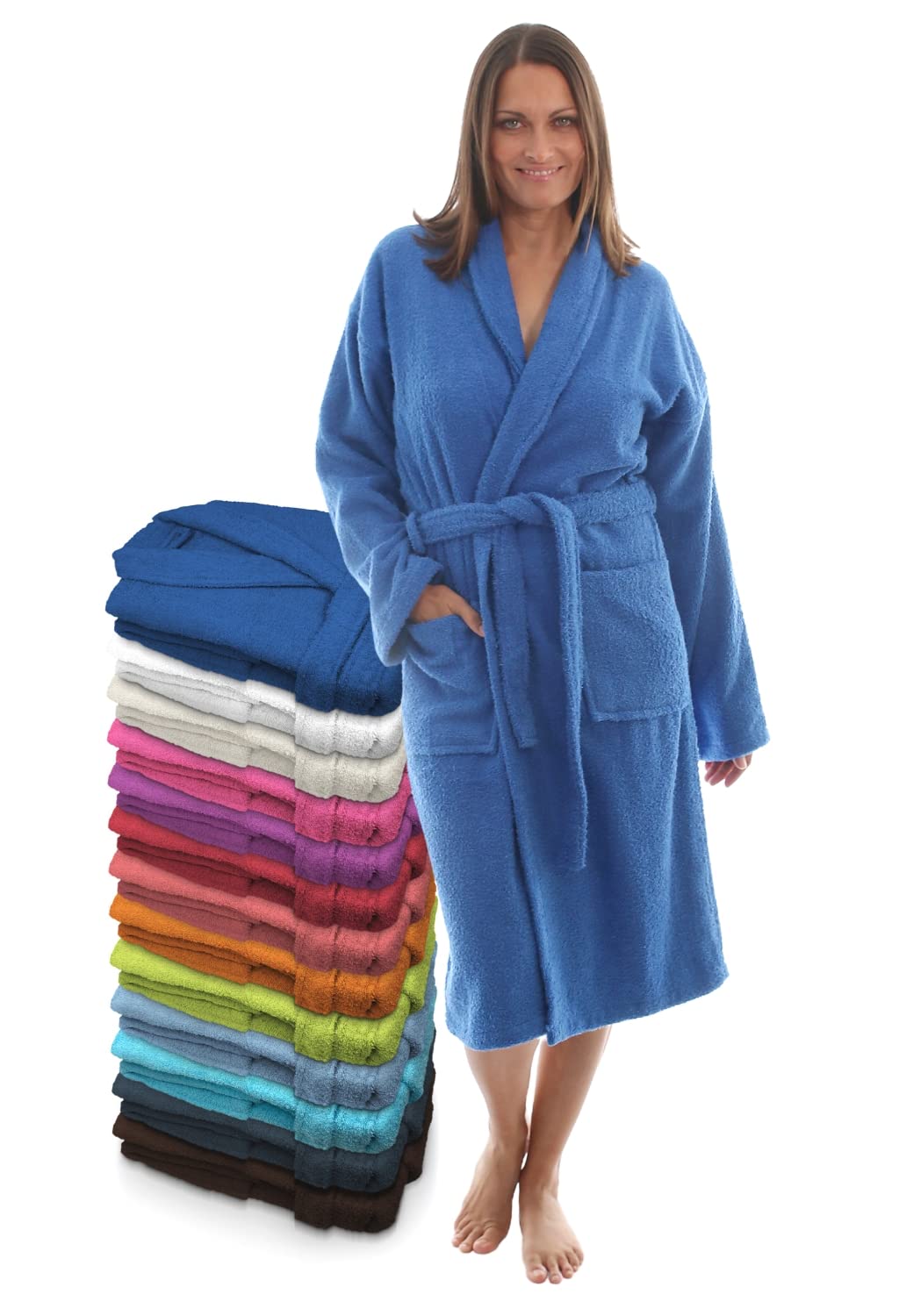 LEBENGOOD - Accappatoio unisex da donna e uomo, 100% cotone spugna americana 400 g, con cintura, tasche