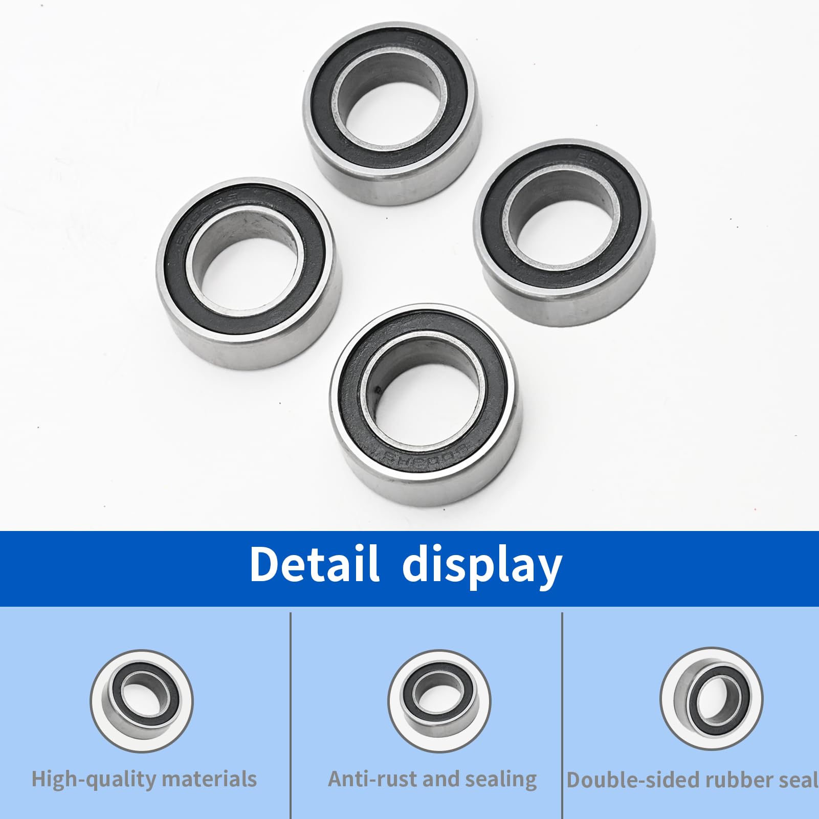 Roulement Appareil Ménager Lot De 4 Roulements à Billes 20x35x11mm - Joints Caoutchouc - Acier Chromé - Usage Jardin Et Industriel Roulement ABEC-3 Qualité