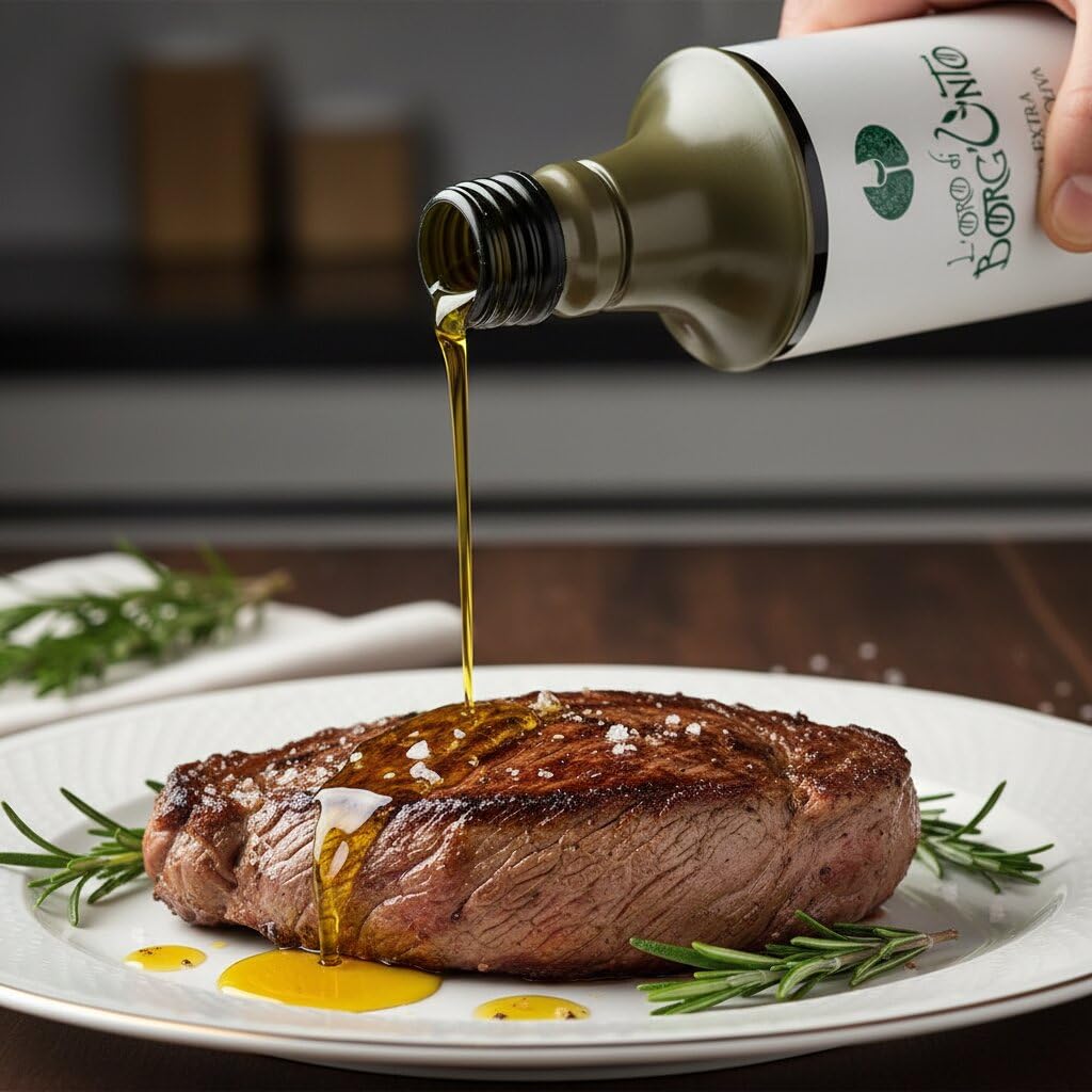 BORGUNTO | Olio Extravergine di Oliva Italiano 12x500ml con Note Piccanti e retrogusto al Carciofo | Perfetto per insaporire Carni, Insalate e Primi Piatti - Estrazione a Freddo (Confezione 6L)