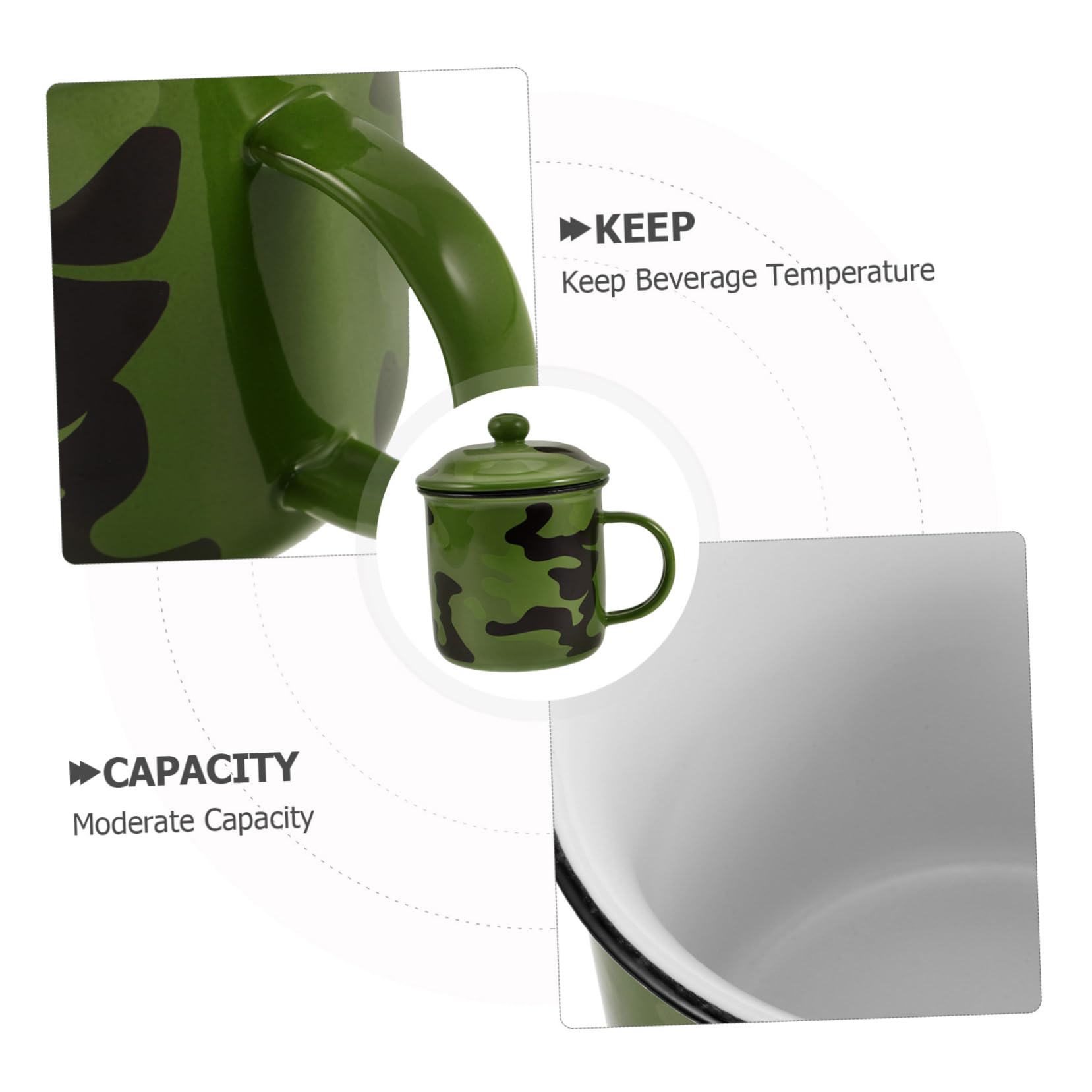 KOMBIUDA Retro Emaille Kaffeetasse Vintage Trinkbecher Für Zuhause Und Camping Geeignet Für Kaffee Tee Und Saft Isolierter Becher Militärgrünem Camouflage-design Für Outdoor-abenteuer