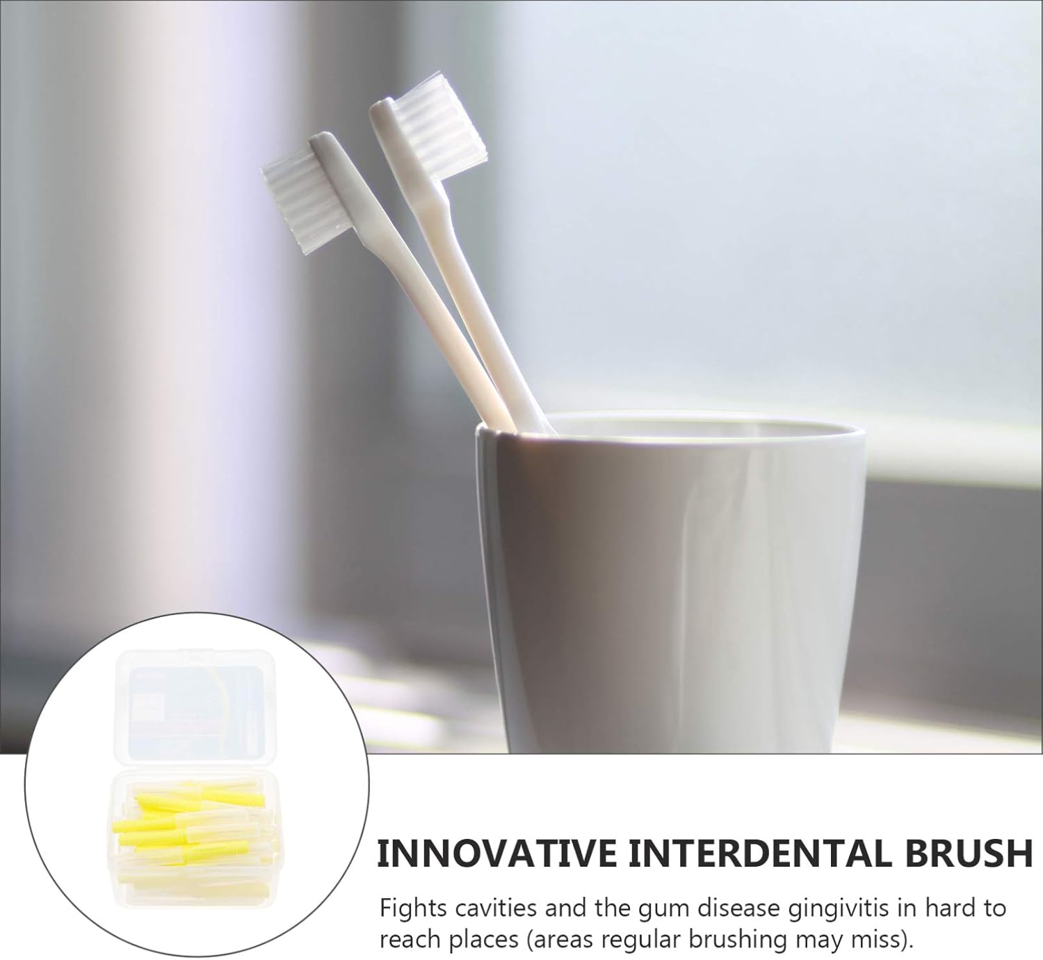 EXCEART 40pcs Interdental Picks Dental Brush Picks Dental Floss Interdental Cleaners Yellow 0.4mm