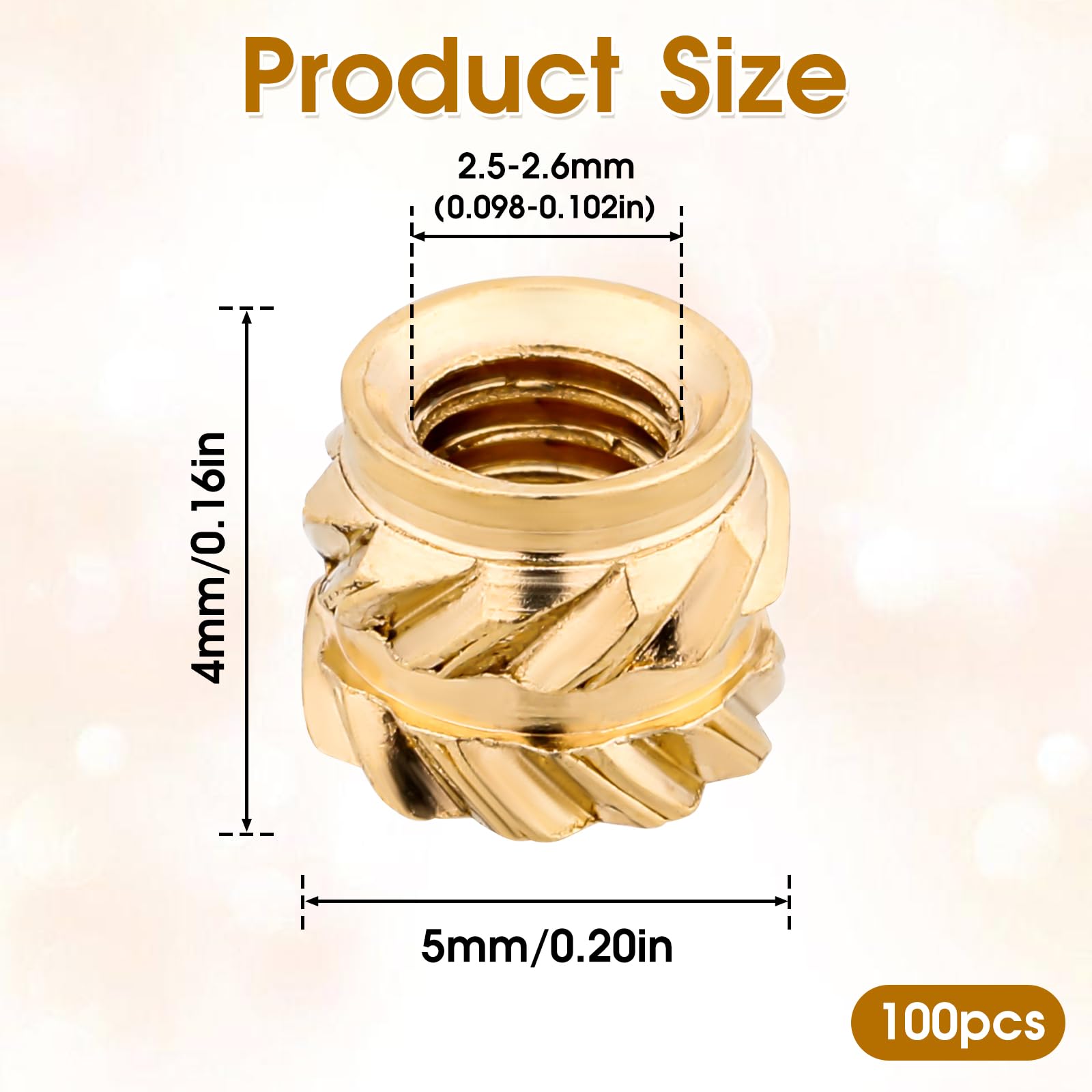 Inserti Filettati M3 In Ottone - 100 Pezzi Per Stampa 3D, Dadi A Pressione - Foto 6