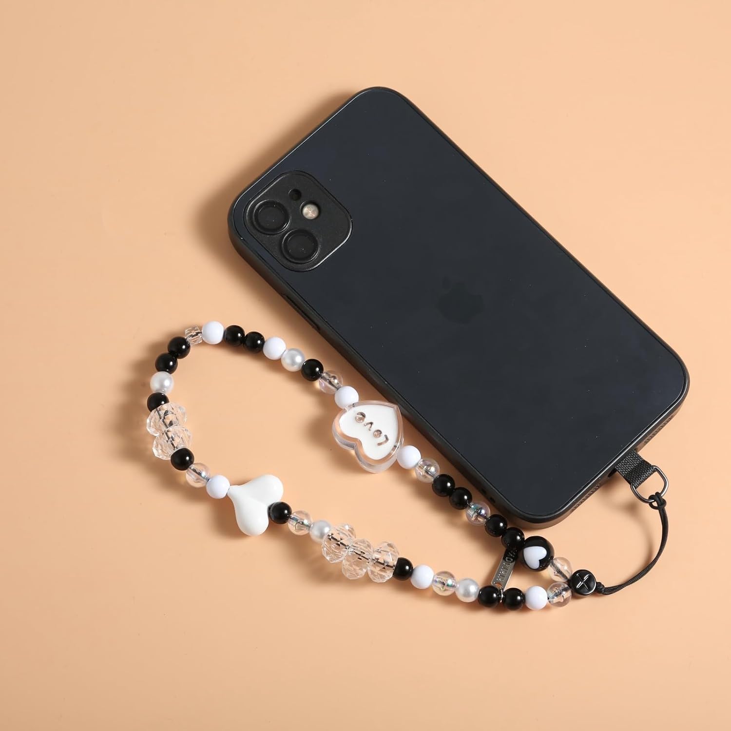 Elegant black bow beaded mobile phone charm -Stylish and lovely mobile wrist strap, cute accessories charm - Perfect for iPhone image 5