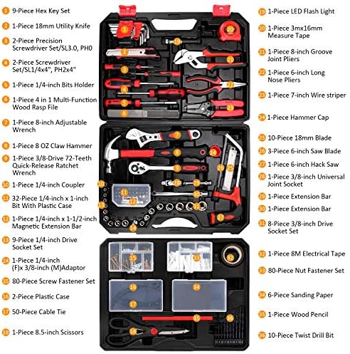 KingTool 325 Piece Home Repair Tool Kit, General Home/Auto Repair Tool Set, Toolbox Storage Case with Drawer, General Household Tool Kit - Perfect for Homeowner, Diyer, Handyman - 1