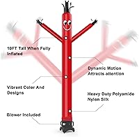 Vista 3 de MOUNTO Hombre tubo inflable de 10 pies que baila, marioneta de tubo ondulante para señal de tienda (Rojo)