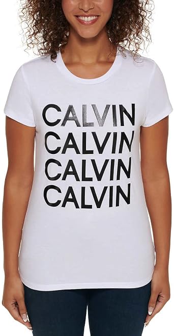 Calvin Klein Jeans Ladies Logo Tee, White, Large