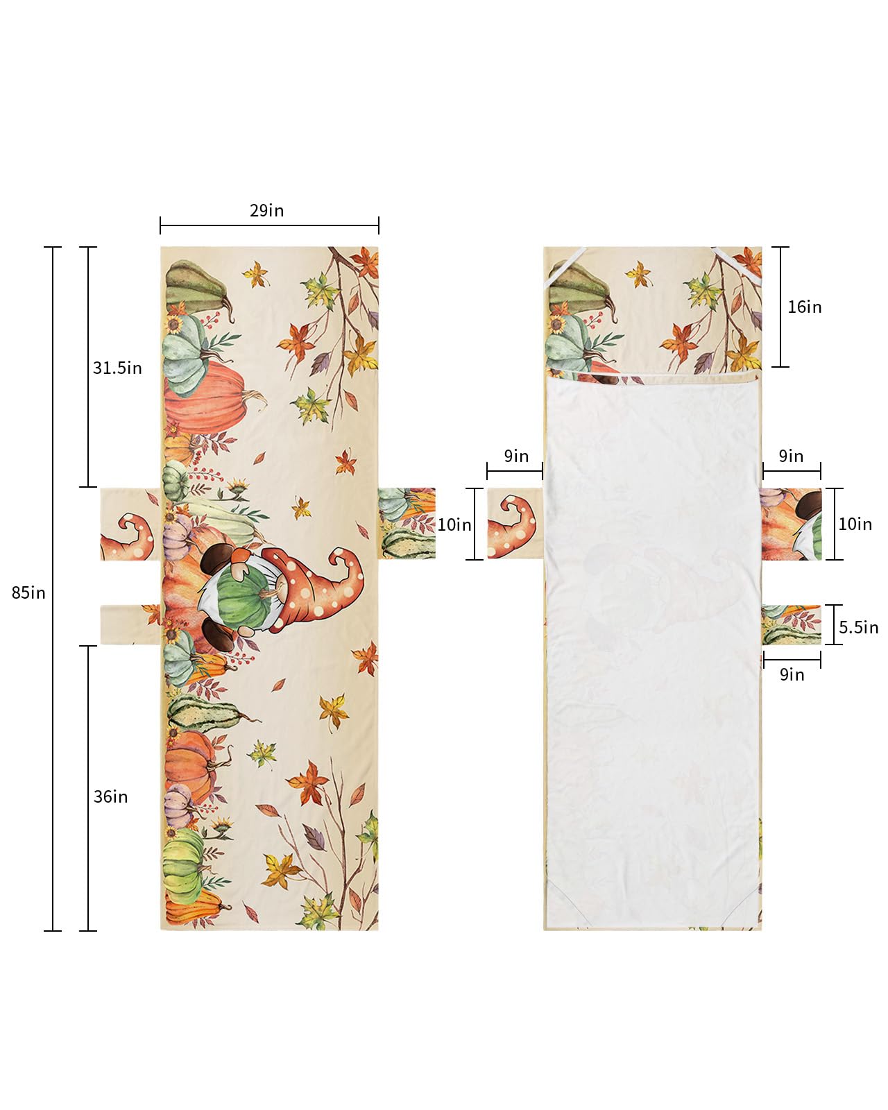 Boho Gnomes Pumpkin, Beach Lounge Chair Towel Cover, Soft Chaise Lounge Towel with Side Pockets Patio Pool Chairs Cover for Beach/Pool Sunbathing 29x85 Thanksgiving Fall Harvest Autumn Leaf