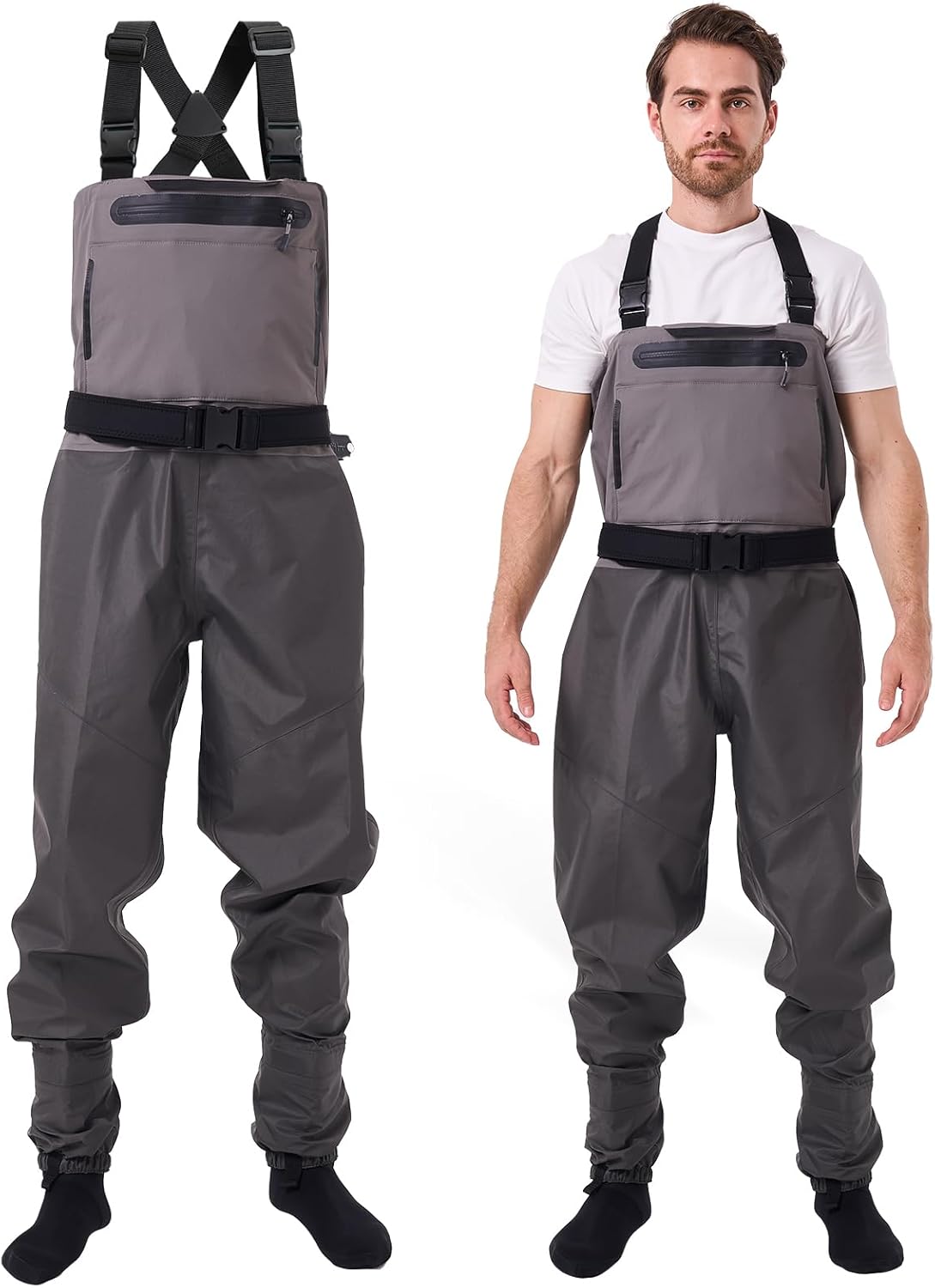 Breathable and Waterproof Lightweight Chest Waders with Neoprene Stockingfoot
