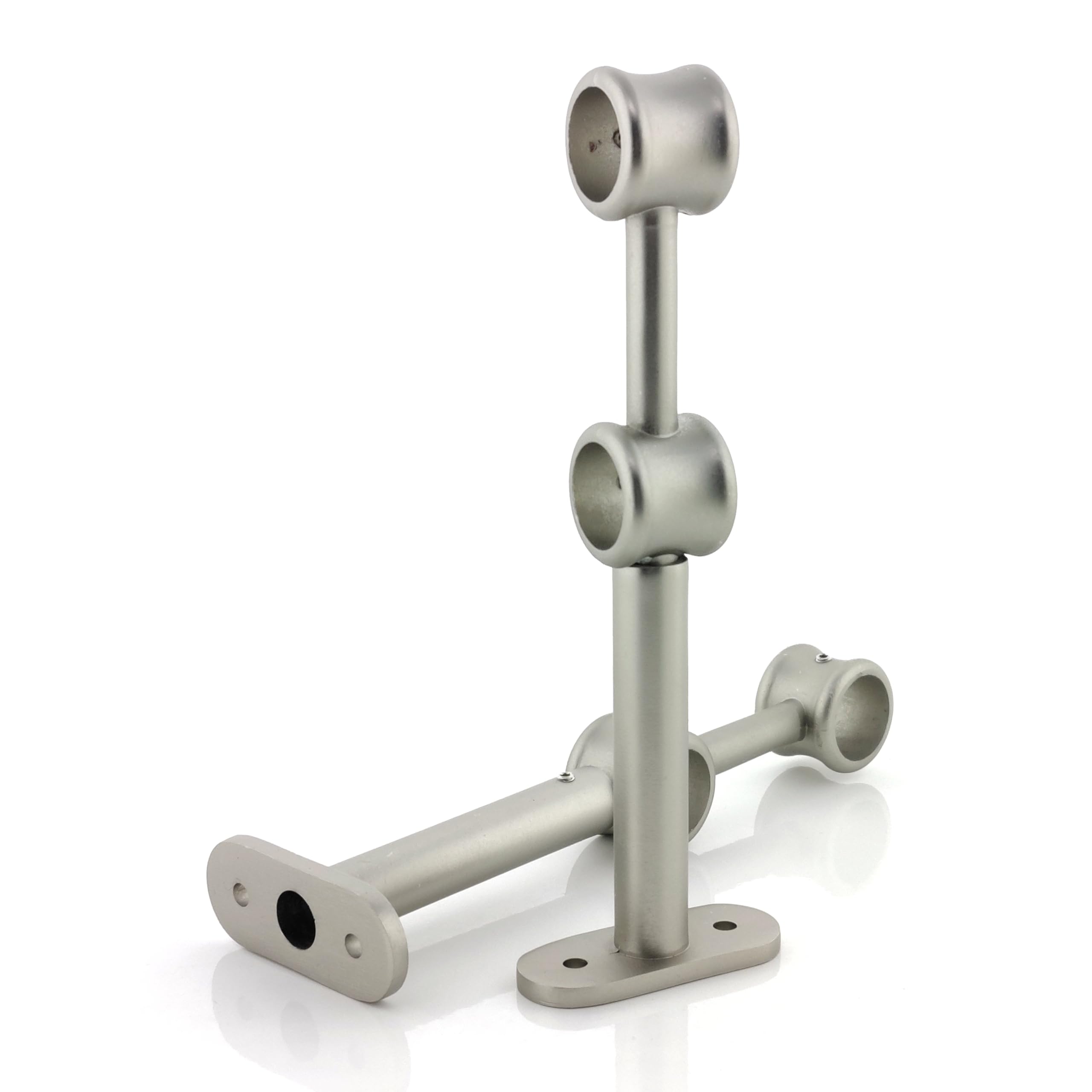 Staffe Regolabili Per Aste - 2 Pezzi, Per Diametri 18-20mm, In Alluminio Nichel Satinato - Foto 7