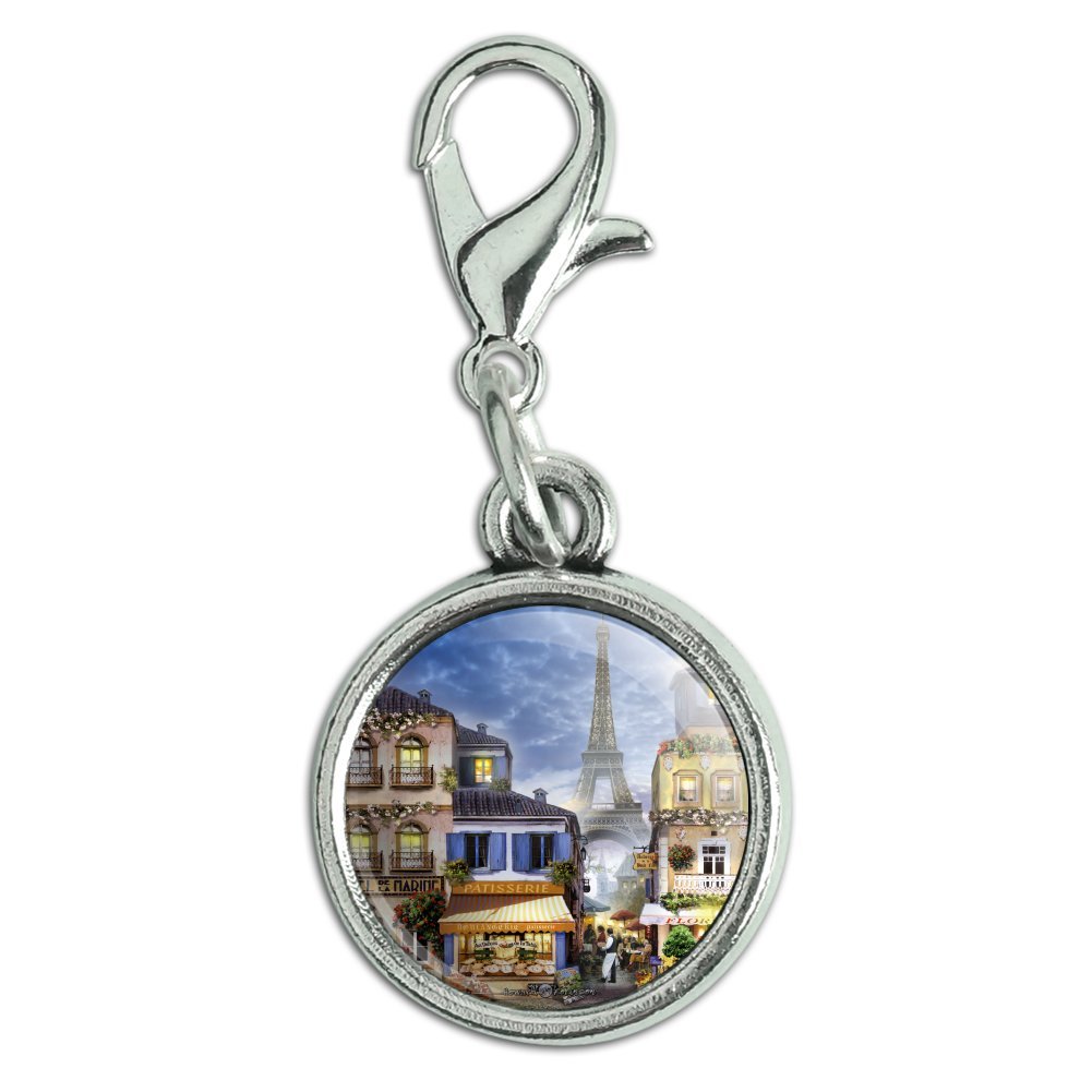 Old Paris France Eiffel Tower Antiqued Bracelet Pendant Zipper Pull Charm with Lobster Clasp-image-7