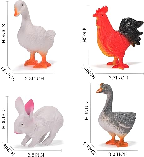 Miniatura 2 de Paquete de 12 juguetes de animales de granja grandes para niños de 3 a 5 años de 1 a 3 años de plástico realistas de animales de granja, juego de