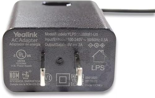 Miniatura 2 de PowerHOOD Adaptador de 5 V CACC compatible con Yealink YLPS052000B1-US PS5V2000US Fuente de alimentación para teléfonos IP SIP T3 T29G T46S T46U