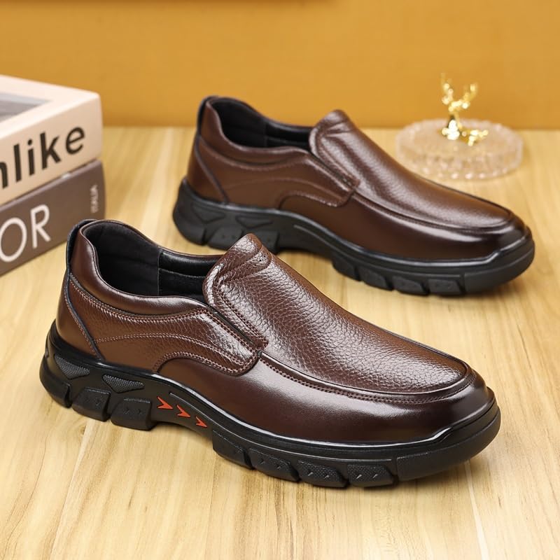 Mens Vintage Loafers Vegan Leather Prom Evening Solid Color Prom Anti-Slip Slip Resistant Rubber Sole Shoe Slip-on2