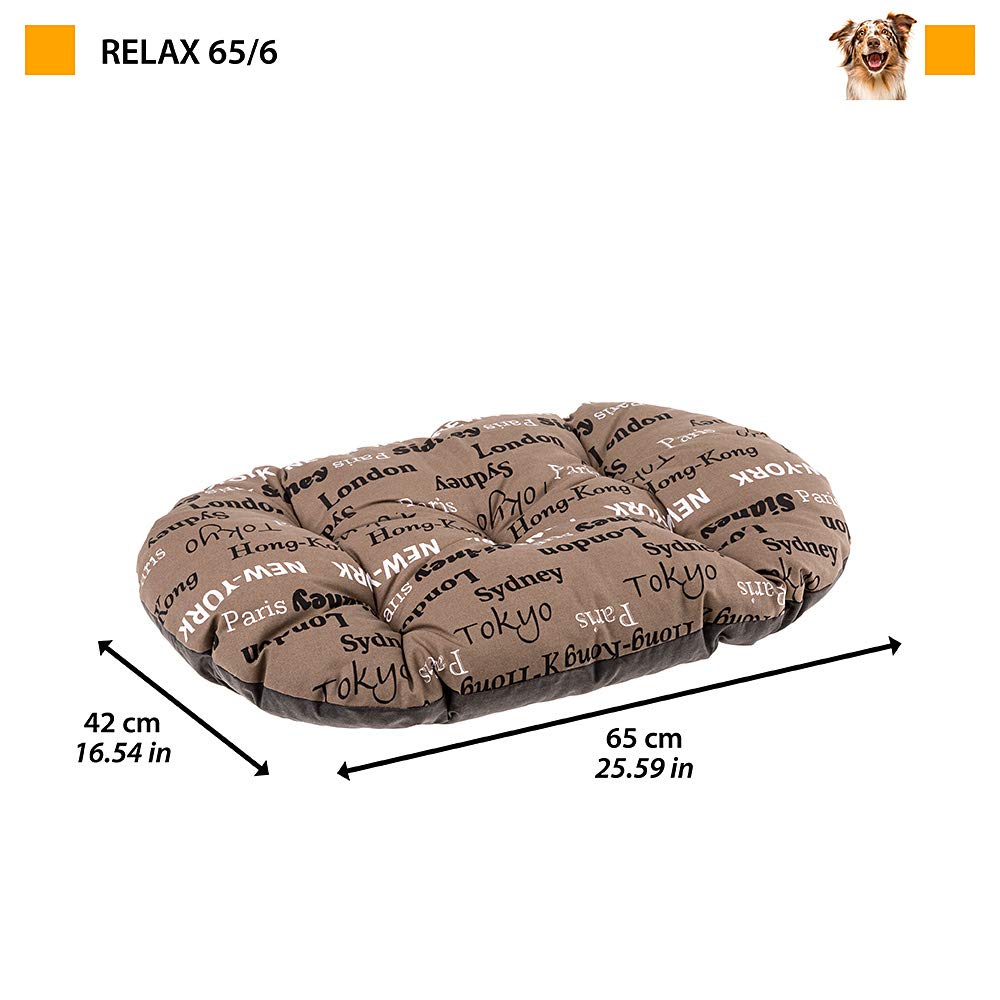 Ferplast Cuscino Cane e Gatto RELAX 65/6, Lettino per Cani Gatti Animali Domestici, Materassino, Cuscino Imbottito per Cuccia Cane e Gatto, Ovale, Cotone Morbido, Lavabile, 65 x 42 cm