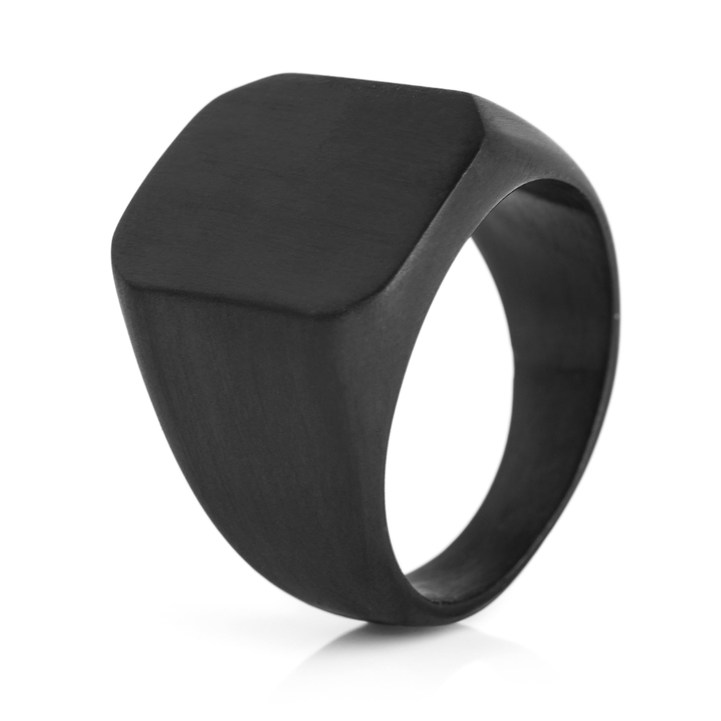 Akitsuneiustitia Ring – Anillo de diseño para mujeres y hombre de acero inoxidable – Minimalista – mate de Negro Oro