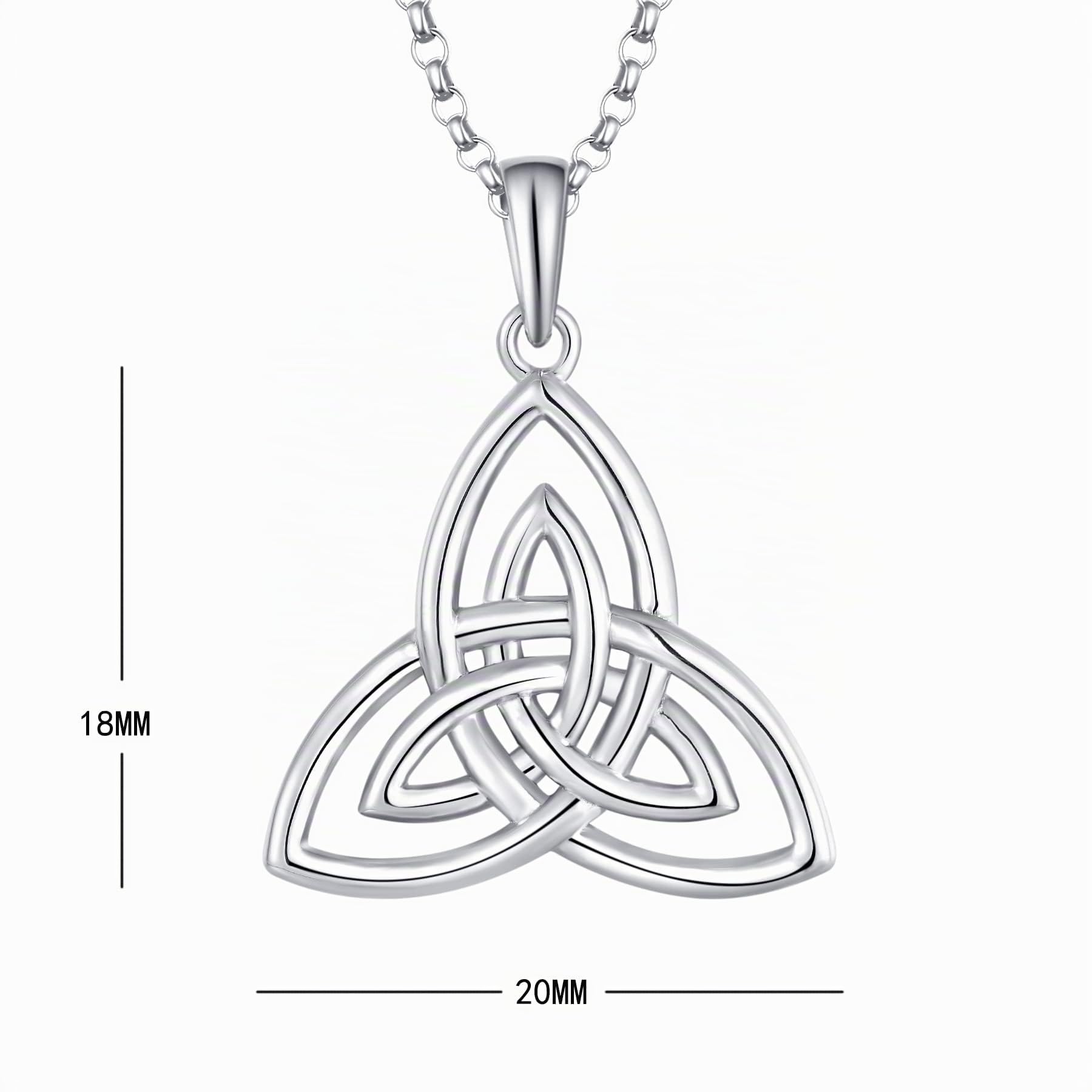JO WISDOM Damen Kette Irischer Triquetra Keltischer Knoten Silber 925 Halskette Anhänger mit Weißgold plattiert,Schmuck für Frauen