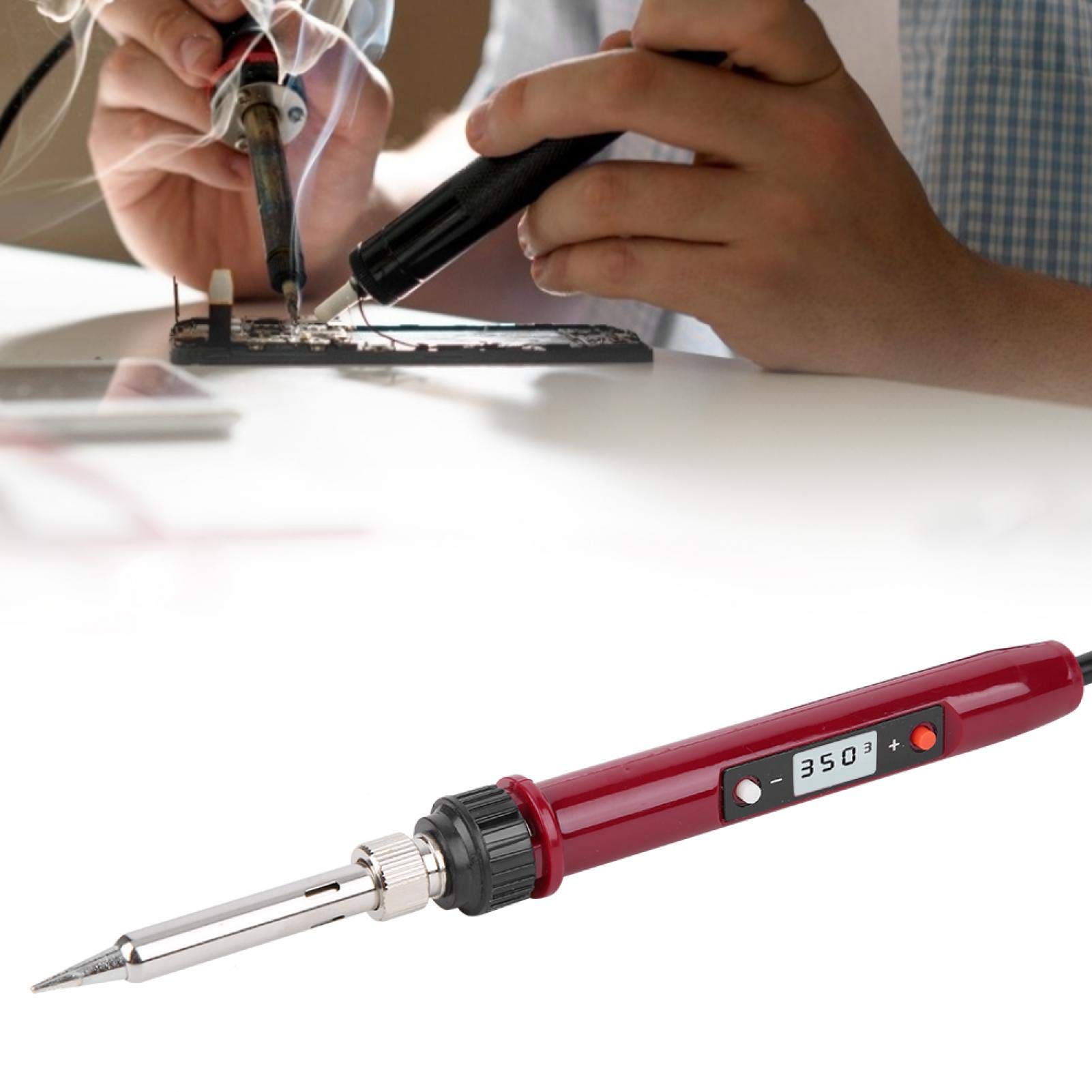 936H 80W Soldador eléctrico Pantalla digital Temperatura constante Hierro eléctrico Antióxido Rojo Soldador eléctrico Enchufe de la UE 220-240V