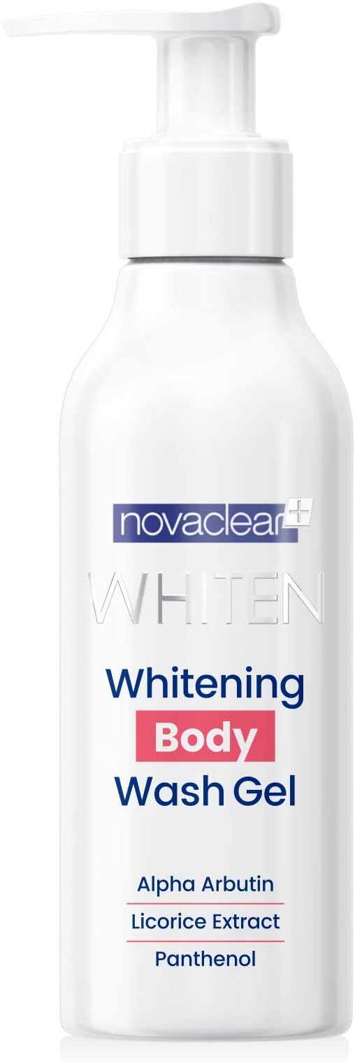Novaclear Whitening Body Wash Gel – Shower Gel with Alpha Arbutin & Panthenol, Moisturizing & Skin Brightening Body Wash for Discoloration & Dark Spots 200 ML