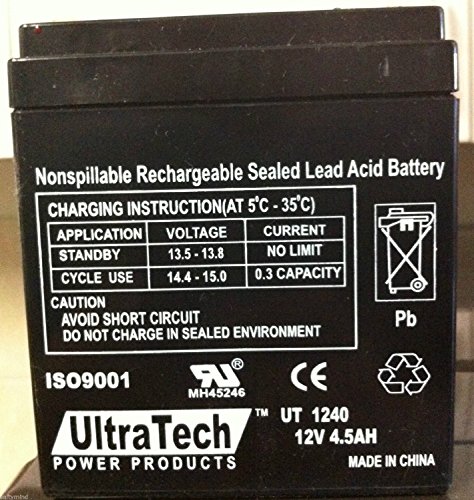 Ultratech Ut-1240 12V, 4.5Ah Sealed Lead Acid Alarm Battery Ut1240 Iso9001 (2 Pack) #TOP1