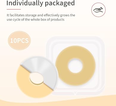 DERAYMI 10PCS 2mm Ostomy Rings, Moldable Hydrocolloid Ostomy Barrier Rings for Stoma Bags, Self-Adhesive, Leak-Proof Stoma Accessories for Colostomy Bags