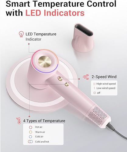 Miniatura 7 de Ionic - Secador de pelo, 150,000 RPM de alta velocidad profesional para secado rápido, iones negativos de 1,640.4 ft y control térmico, boquilla