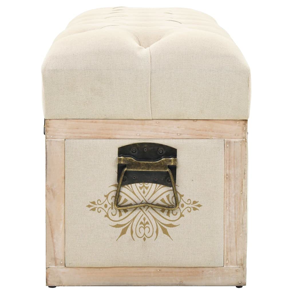 vidaXL Banco con almacenaje 110 cm Madera Maciza de Abeto Color Crema y