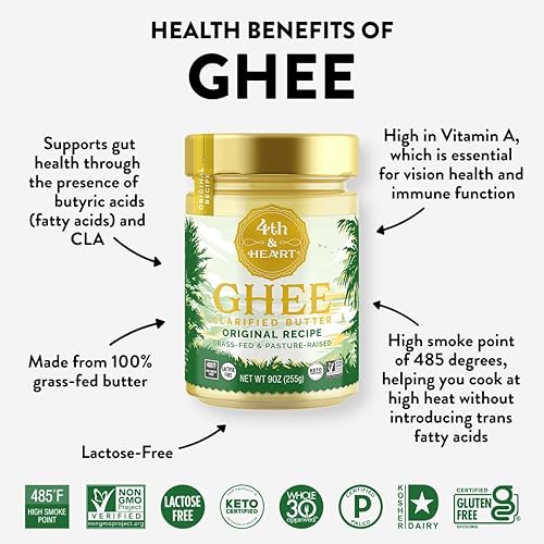 Miniatura 3 de 4th & Heart Mantequilla de ghee alimentada con pasto de cúrcuma, 9 onzas, Keto, criado en pasto, sin lactosa, certificado paleo