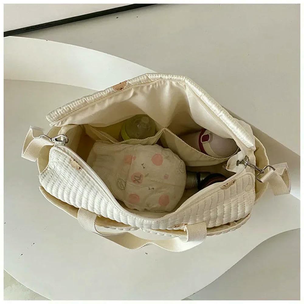 JJDFW Borsa per pannolini, grande capacità, portatile, per passeggino, organizer con ricamo a forma di orso, oliva, borsa per maternità