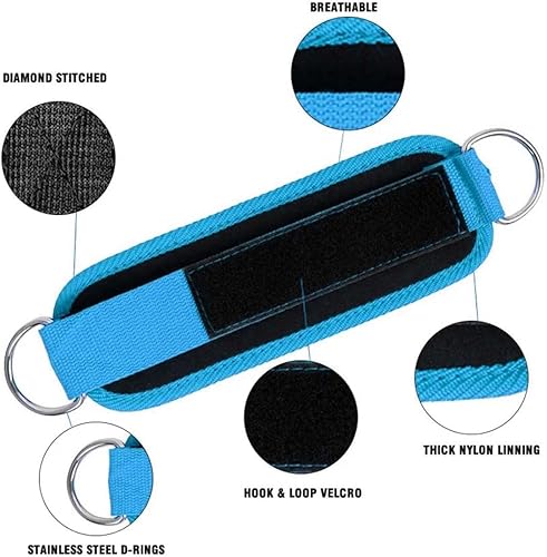 Vista 12 de Correas de tobillo, bandas de resistencia para el tobillo, muñequeras, correas acolchadas, correas ajustables, anillo en D para máquina de cable
