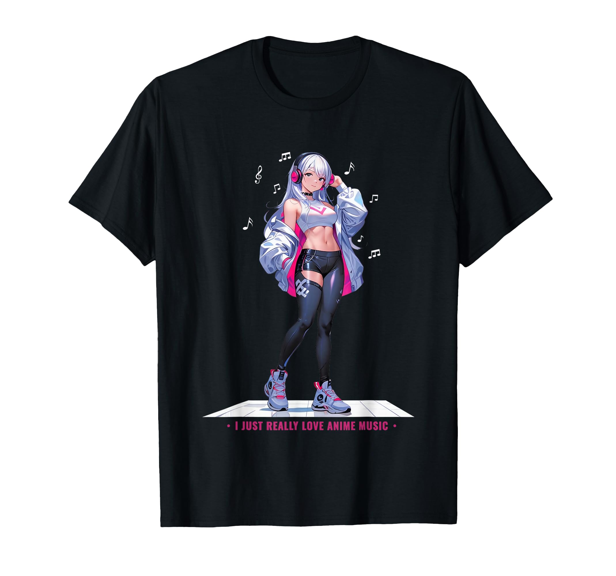 Just Really Love Anime Music - Cool Japanese Girl Headphones T-Shirt