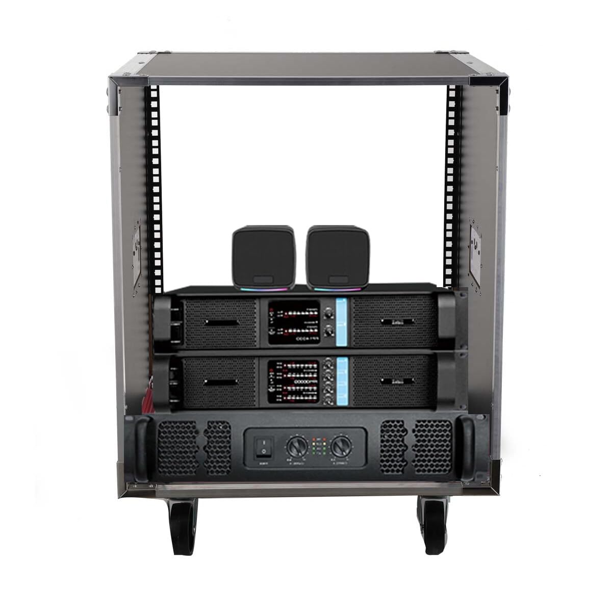 Armadio Rack 19 12U Aperto, Armadietto a Rotelle Universale, Quadro Rack Dati di Rete con Ruote per Dispositivi di Rete AV Media