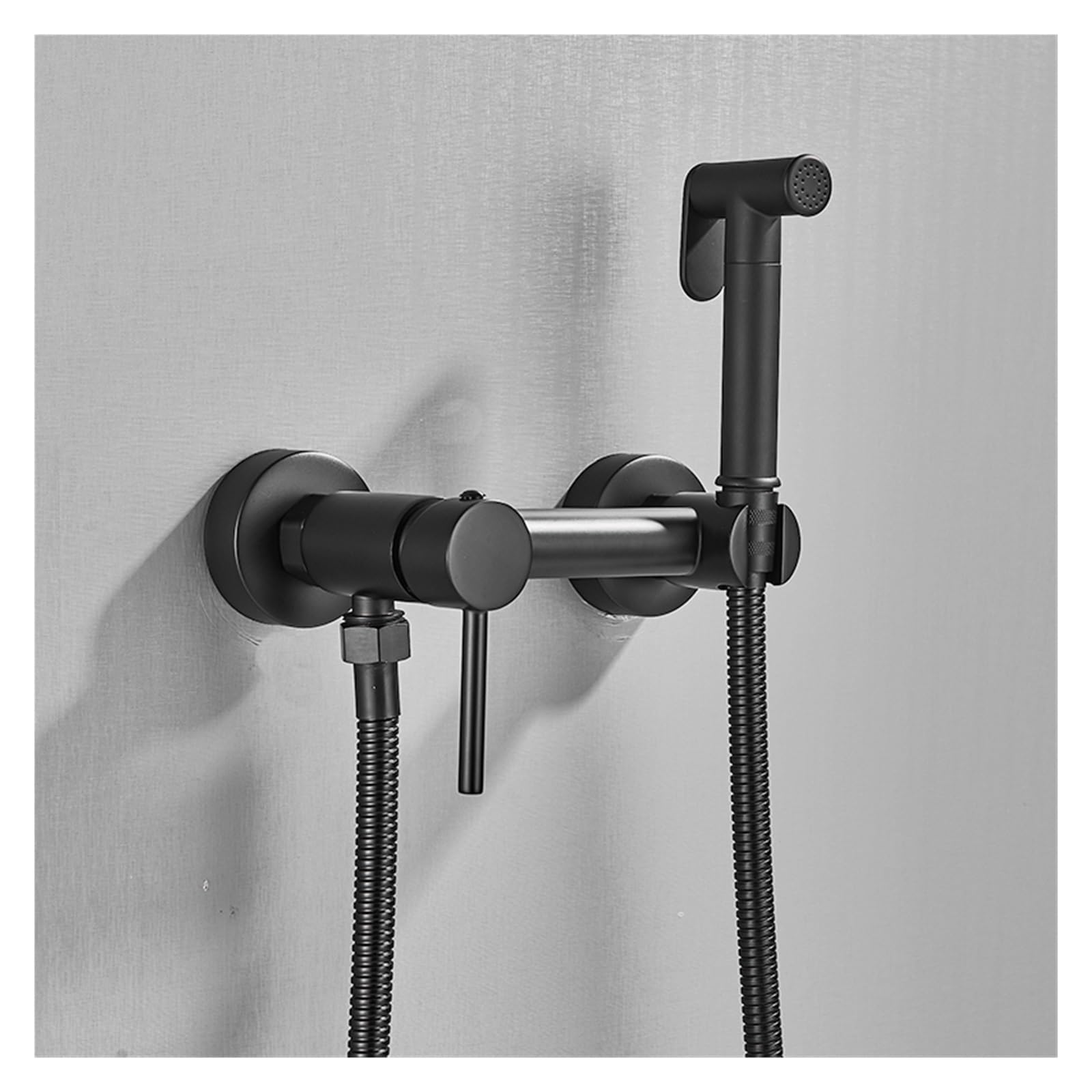 Robinet bidet noir mural de salle de bain avec mitigeur eau chaude et froide encastré