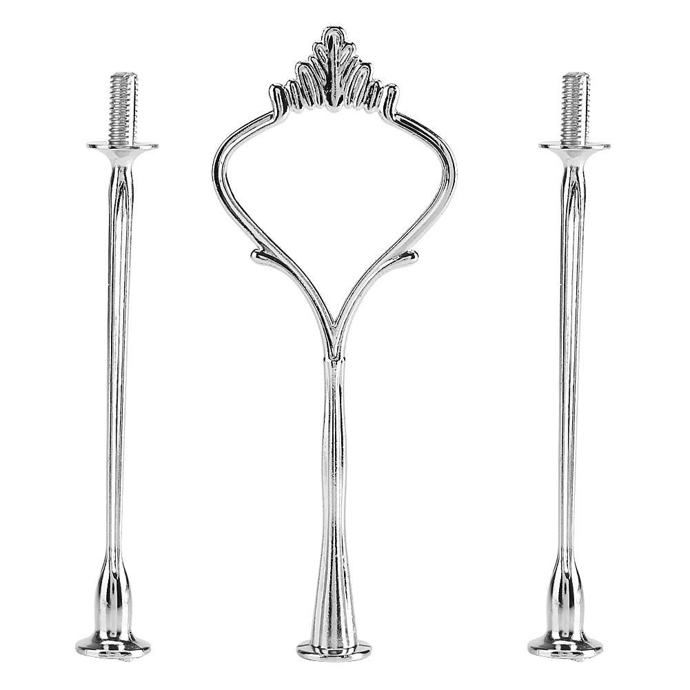 Yosoo Cake Plate Stand Handle Zinc Alloy Multi-tiers Tier Fruit Cake Plate Stand Handle for Wedding Birthday Party(Not Included Plate)(3 Tier-Silver Crown)