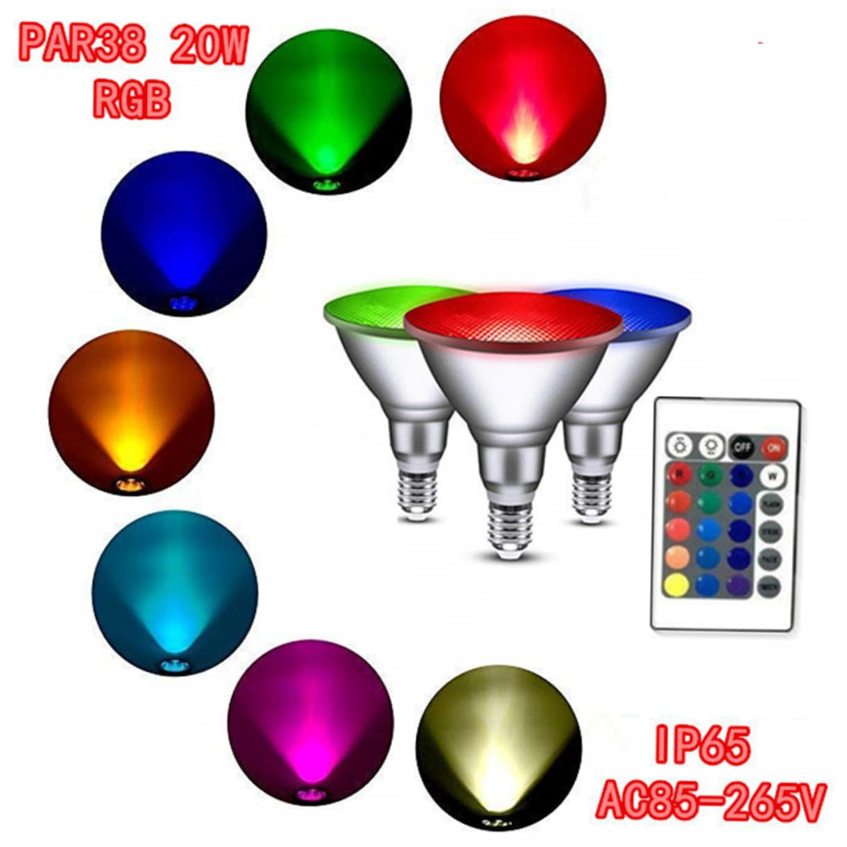 Bombilla De Foco Led Rgbw Con Control Remoto De Ajustable Resistente Al Agua Para Iluminación De Bares Tiendas y Exposiciones