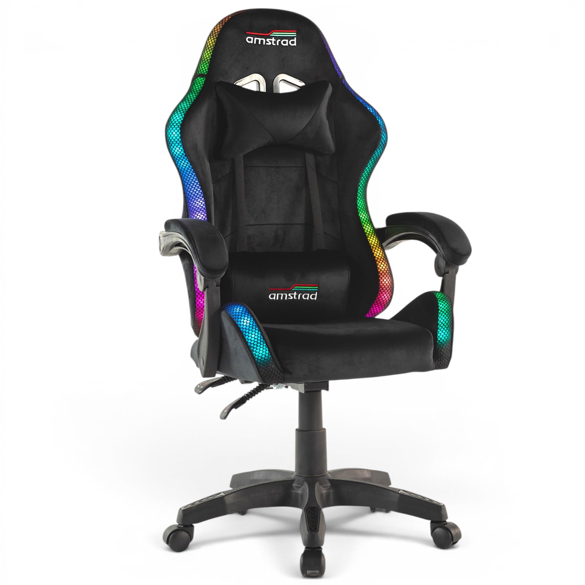 Amstrad LED-Shadow Chaise Gamer Noire Tissu Alcantara Eclairage LED 366
