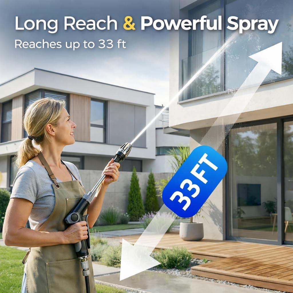 Heavy Duty Garden Hose Nozzle, High Pressure Water Cleaning Jet Sprayer, Multi-Function Lawn & Garden Hose Nozzle for Yard, House, Car & Pet Cleaning (C)