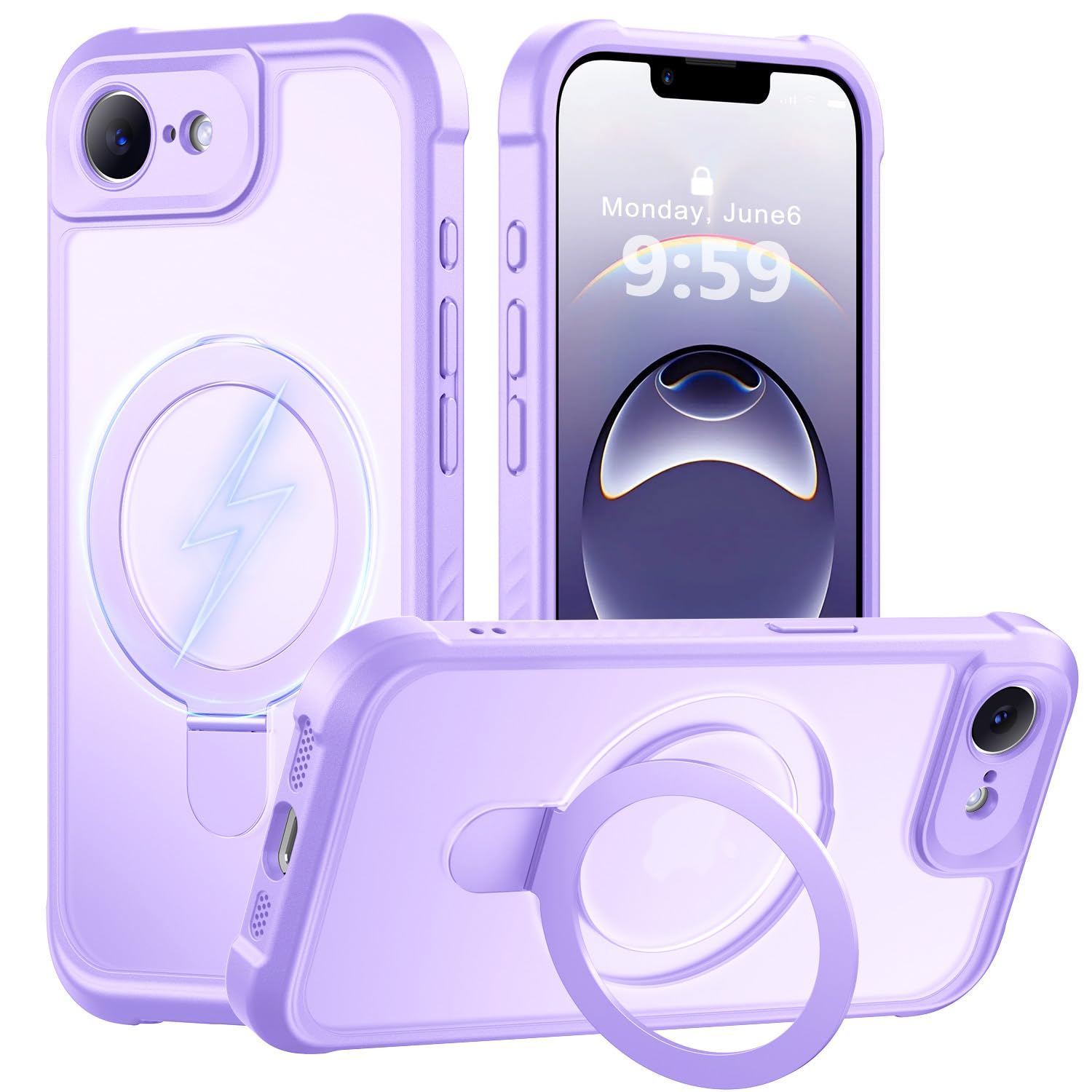 MOCCA Magnetic for iPhone 17e Case with Stand,Light Purple