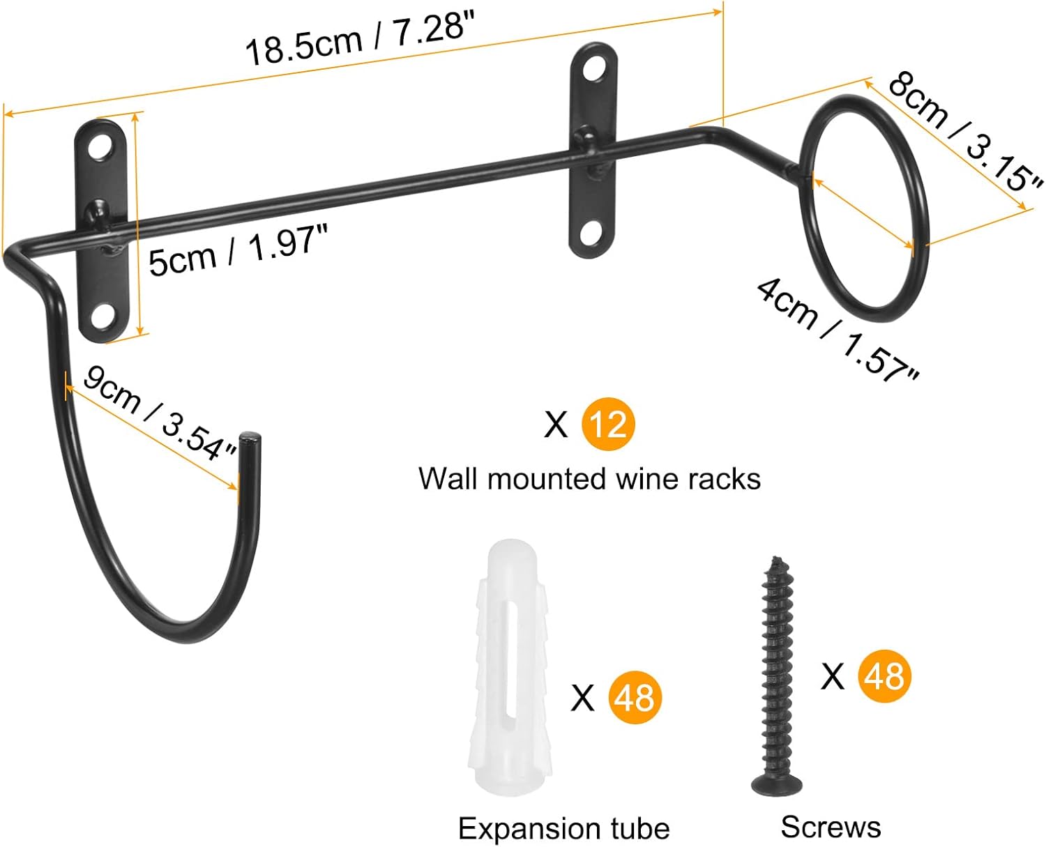 uxcell Spiral Wine Wall Holder 12 Pcs, Metal Wine Bottle Display Holder, Wine Bottles Display Wall Storage Shelf -for Home Kitchen Bar Wall Decor Black Right