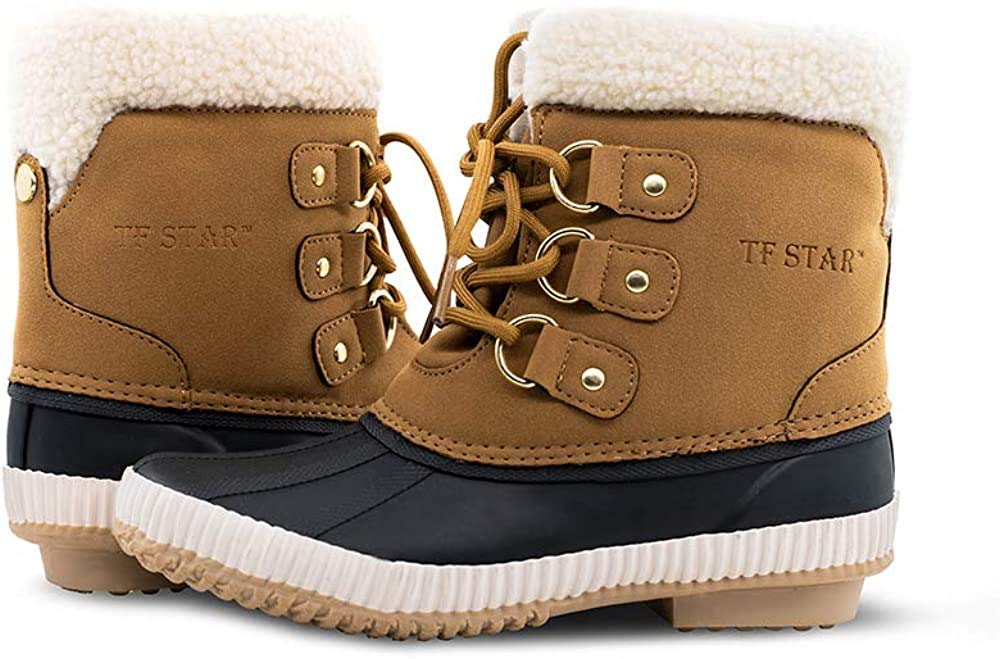 TF STAR Women's Ankle Calf Comfortable lace up Waterproof Bean Boots, rain Winter Snow Duck Boots for Women.