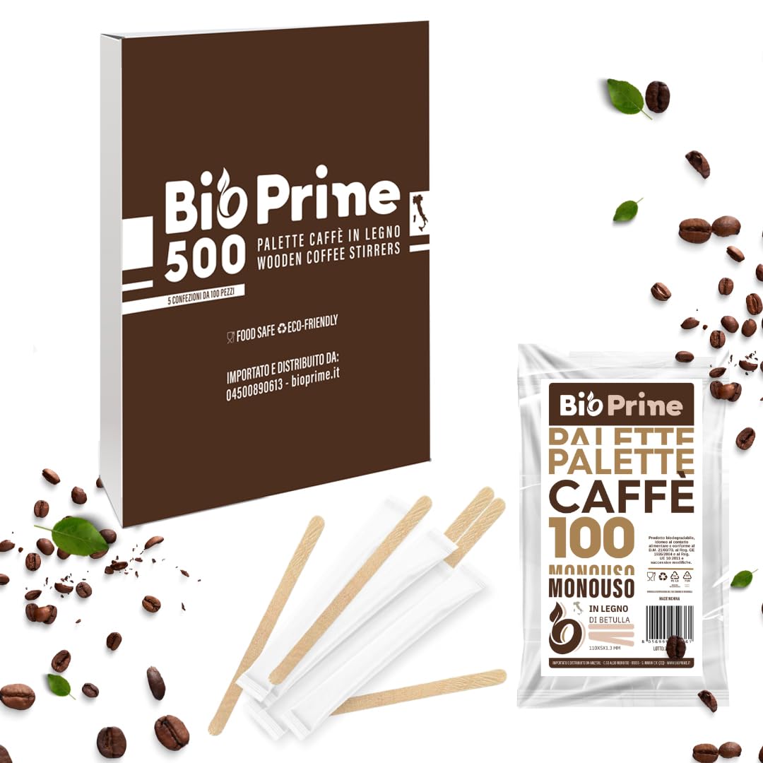 Palettine da caffè Monouso in legno 9x5mmx1,3mm Imbustate Singolarmente 500 pz