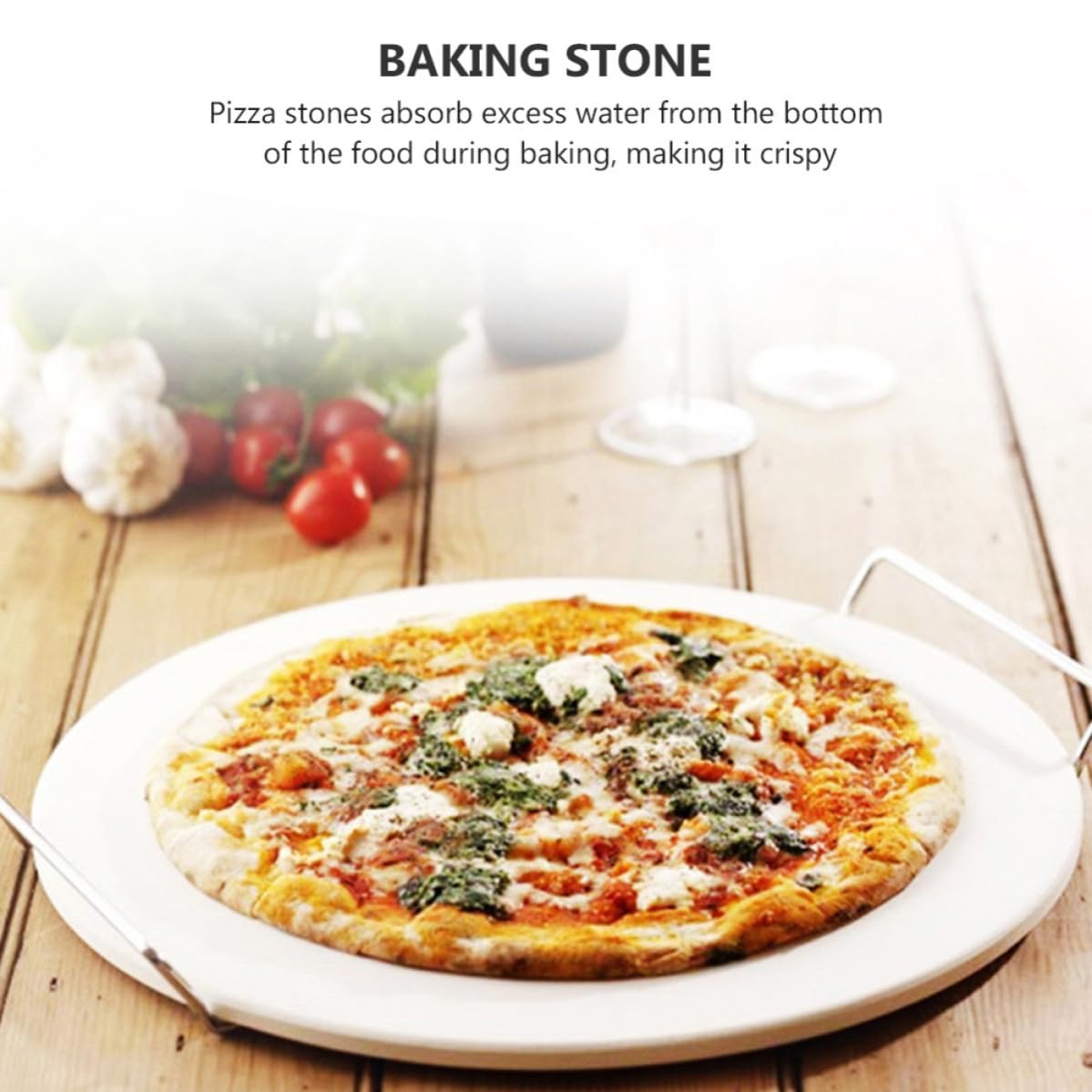Abaodam Cordierit Pizzastein Weiß Hitzebeständig und Wasserabsorbierend Praktisches Backzubehör für Ofen und Holzkohlegrill zum Pizza Backen