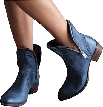 Briskorry Botines para mujer, planos, informales, tobillos, con cremallera,  modernos, elegantes y cómodos. : Amazon.es: Ropa