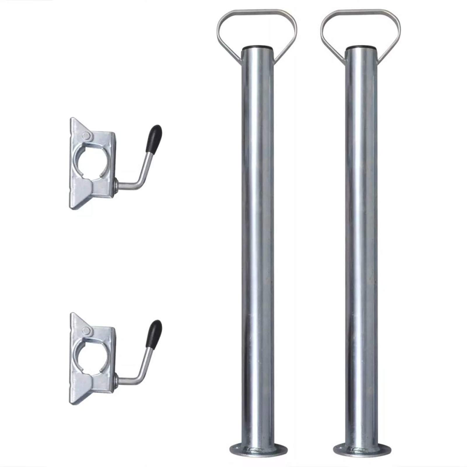 GuyAna 2 Tubos de Soporte con 2 Abrazaderas para Rueda Jockey de 48 mm Apoyo para remolques, remolques, caravanas