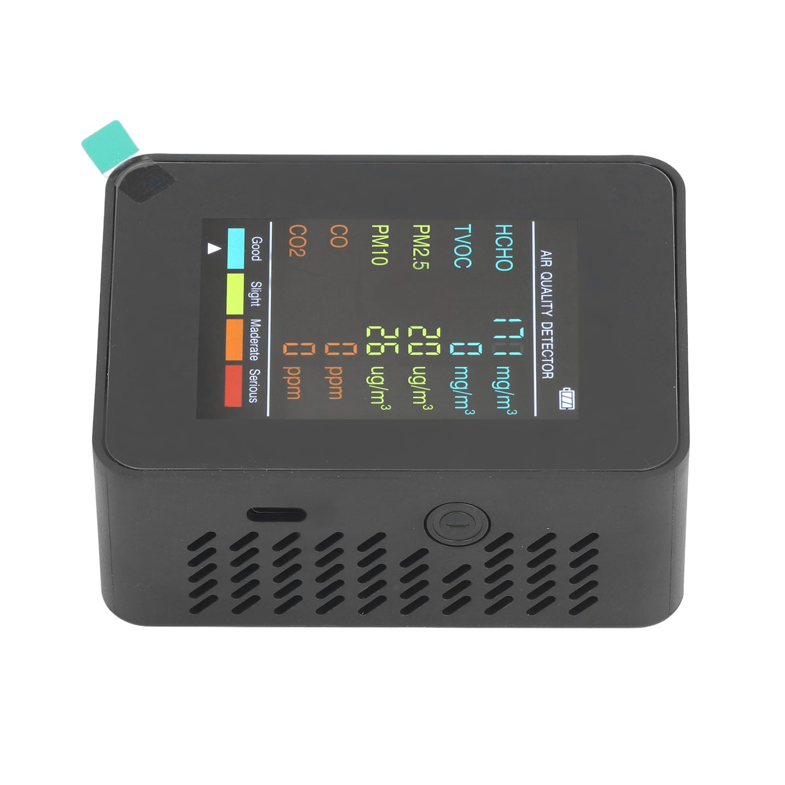 Détecteur Qualité Air Multifonction - CO2, TVOC, HCHO, PM2.5, PM10 - Écran LCD Rétroéclairé - Alimentation USB - Pour Bureau Maison - 3