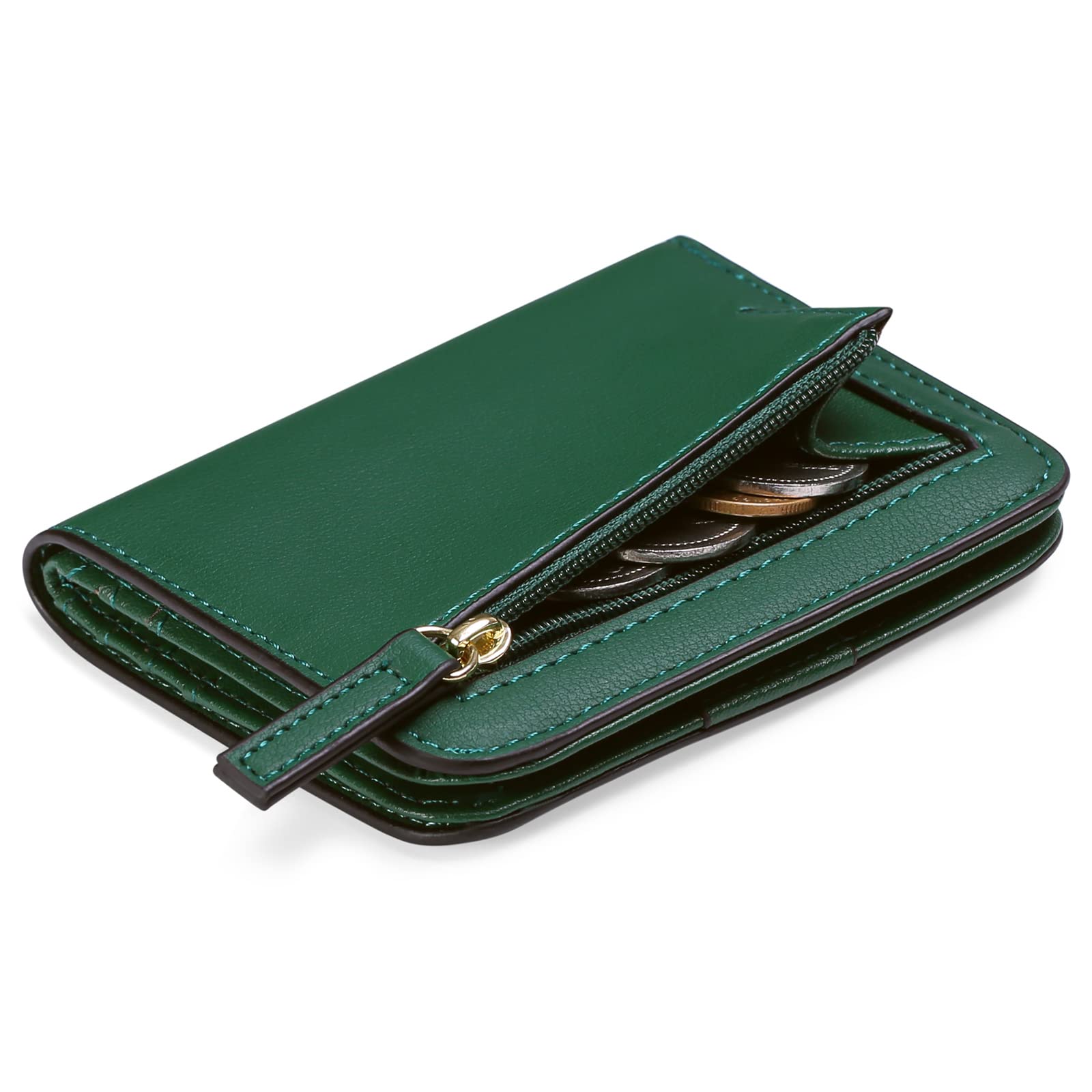 Sponsored Ad – Women's Wallet RFID Blocking Leather Compact Bi-fold Wallet for Woman Zipper Coin Pocket Small Ladies Purse with ID Window