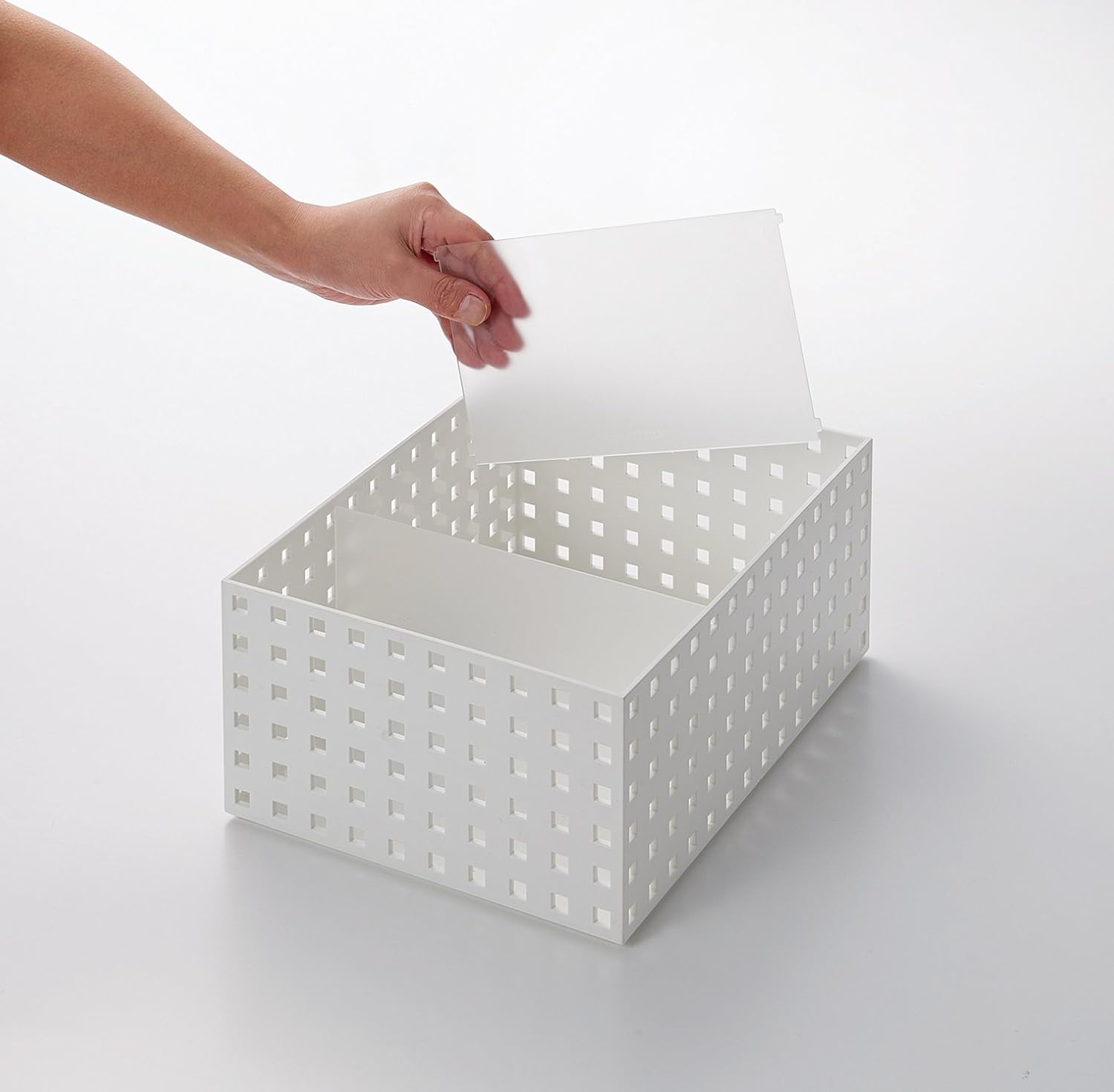 LIKE-IT S9046 Storage Box, Multi-Compartment, Modern, Minimalist, White, 8.3 x 13.8 x 4.9 inches