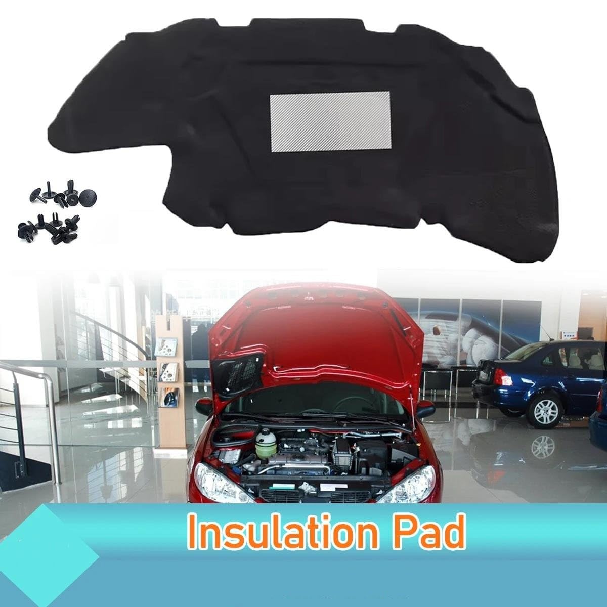 Isolamento Acustico e Termico Tappetino Isolante Cofano Motore Anteriore Suono Calore Cotone Fonoassorbente Copertura In Schiuma Ignifuga Per Peugeot Per 206 2003-2013 Copertura insonorizzante