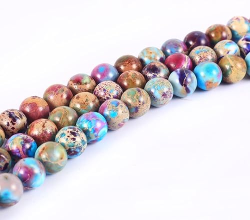 Miniatura 51 de Cuentas de jaspe imperial bicolor, 67 piezas de cuentas de piedra de 0.236 pulgadas (0.236 in), piedras preciosas sueltas, tamaño de agujero