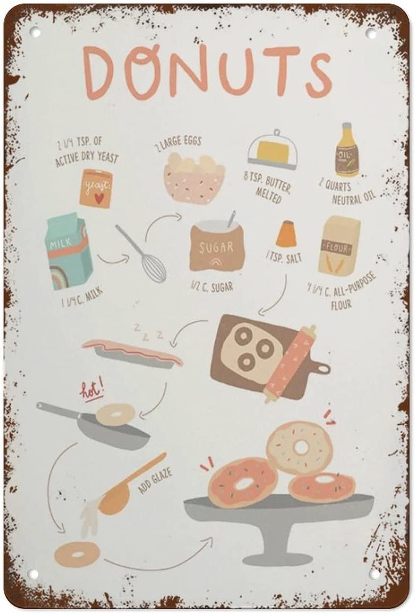 Kwqdozf Tin Sign-5 8X12 Inch Donuts Vintage Metal Aluminum Tin Sign Door Signs 8X12 Inch
