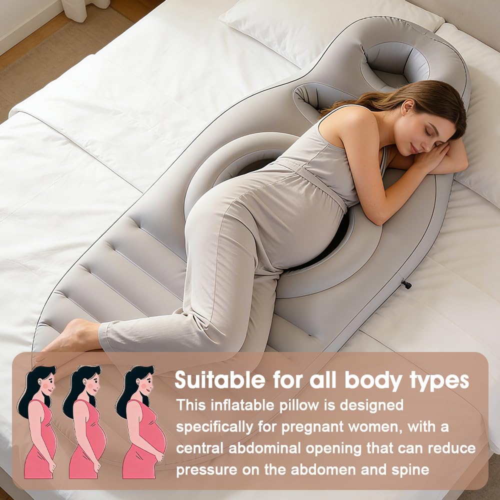 Cuscino Gonfiabile per La Gravidanza, Cuscino per maternità con Foro per La Pancia, Tappetino da Yoga per Donne Incinte, Supporto per Il Pancione, Supporto del Corpo Intero per Dormire